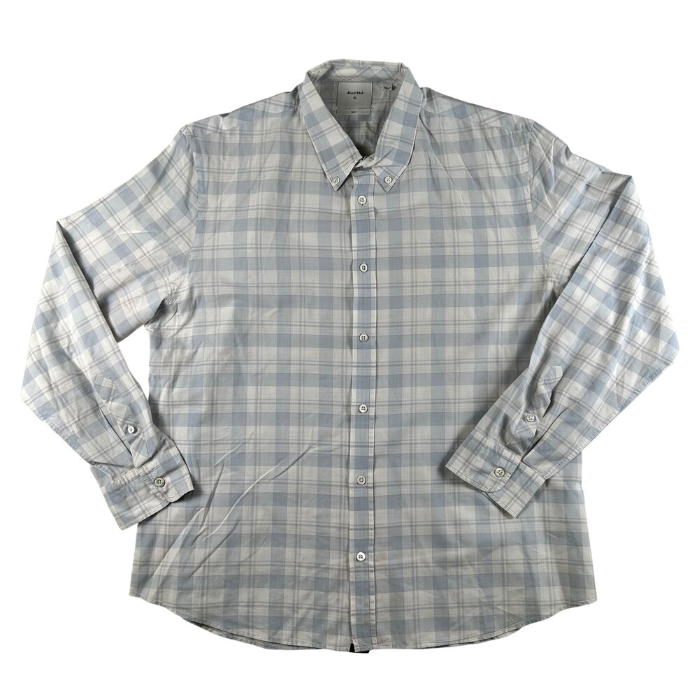 Billy Reid Shirt Mens XL Plaid Long Sleeve Button Down Slim Fit Lightweight